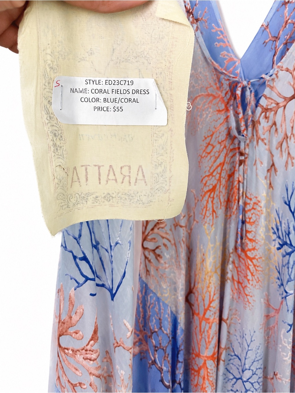Aratta 🪸 Coral Fields Print | Midi/Maxi | Backless | Slip Dress | Sheer - Picture 3 of 11